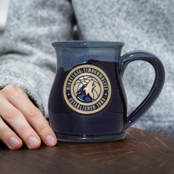 Minnesota Timberwolves 14-oz Two-Tone Tall Belly Mug, Handmade Large Ceramic Coffee Mug With Team Logo, Premium Deneen Pottery Made in USA