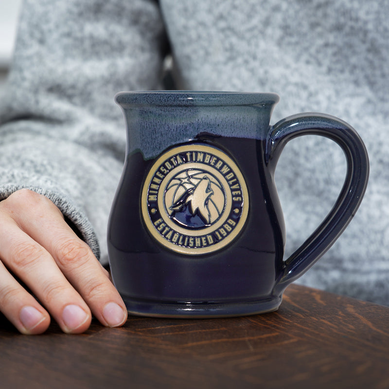 Minnesota Timberwolves 14-oz Two-Tone Tall Belly Mug, Handmade Large Ceramic Coffee Mug With Team Logo, Premium Deneen Pottery Made in USA
