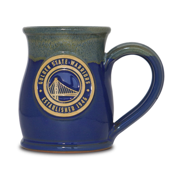 Golden State Warriors 14-oz Two-Tone Tall Belly Mug, Handmade Large Ceramic Coffee Mug With Team Logo, Premium Deneen Pottery Made in USA