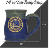 Golden State Warriors 14-oz Two-Tone Tall Belly Mug, Handmade Large Ceramic Coffee Mug With Team Logo, Premium Deneen Pottery Made in USA