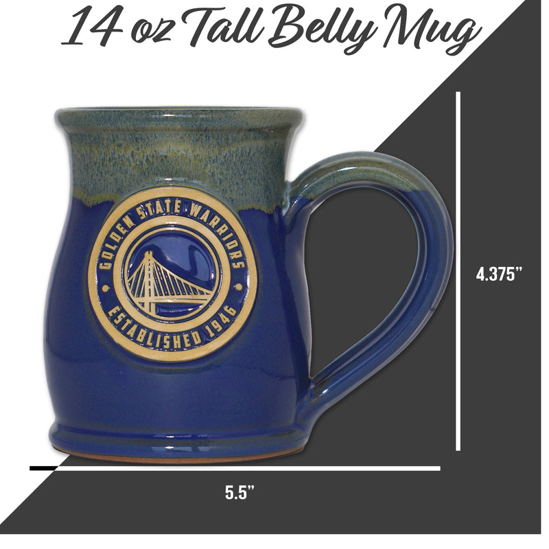 Golden State Warriors 14-oz Two-Tone Tall Belly Mug, Handmade Large Ceramic Coffee Mug With Team Logo, Premium Deneen Pottery Made in USA