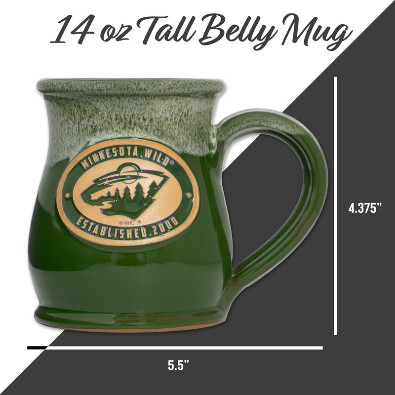Minnesota Wild 14-oz Two-Tone Tall Belly Mug, Handmade Large Ceramic Coffee Mug With Team Logo, Premium Deneen Pottery Made in USA