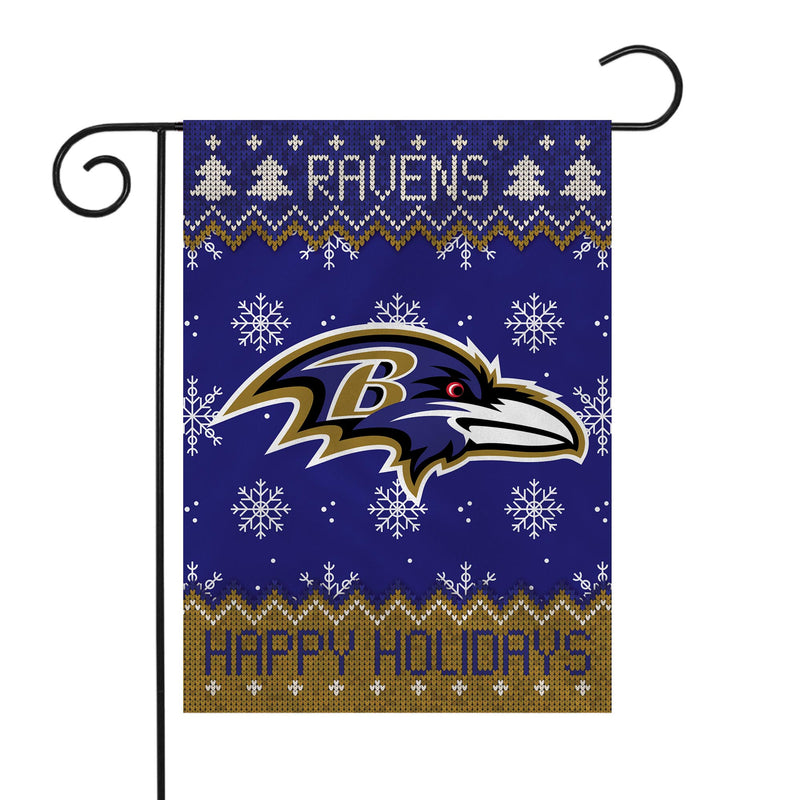 Ravens Winter Snowflake Garden Flag