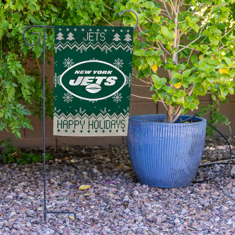 Jets Winter Snowflake Garden Flag