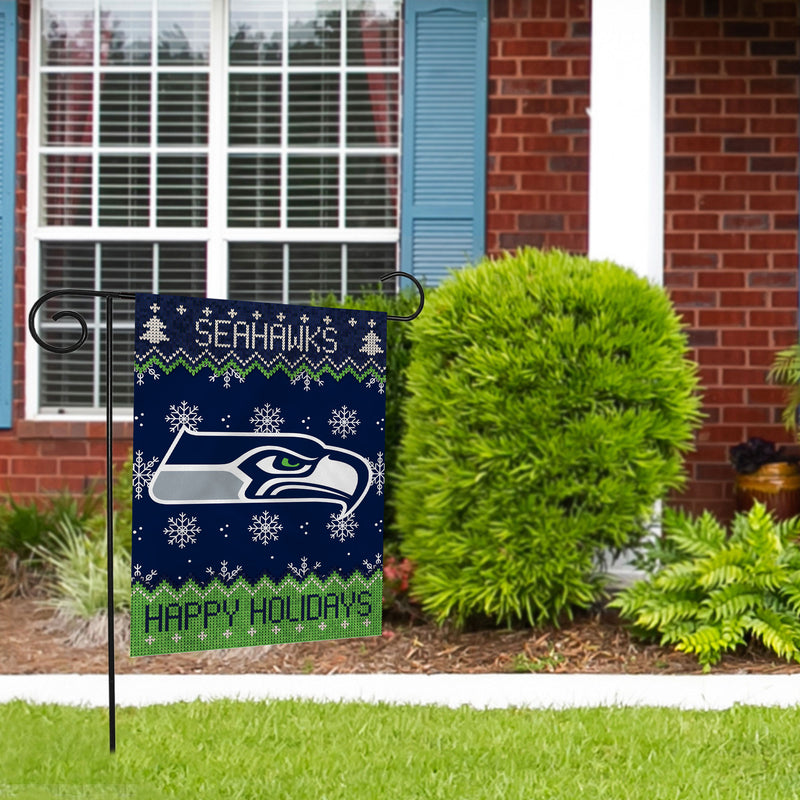 Seahawks Winter Snowflake Garden Flag