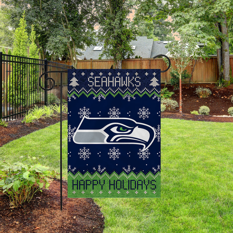 Seahawks Winter Snowflake Garden Flag