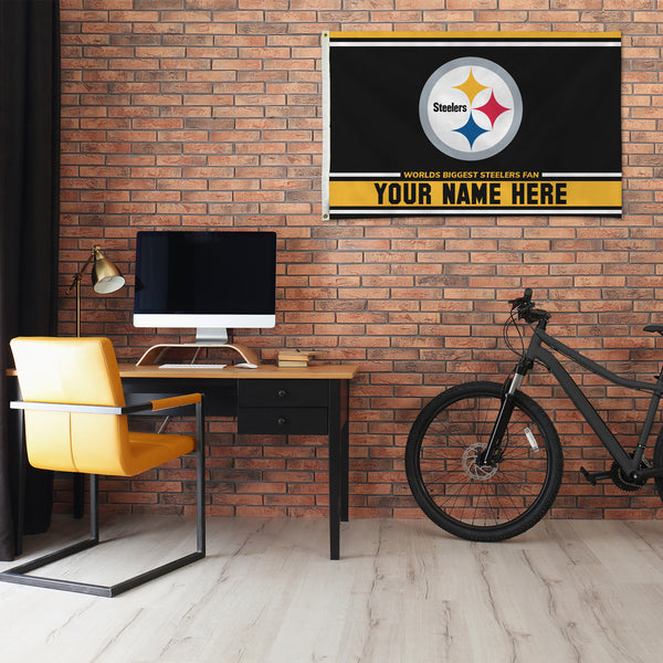 Pittsburgh Steelers Personalized Banner Flag (3X5')