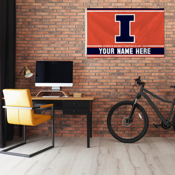 Illinois University Personalized Banner Flag (3X5')