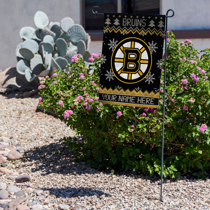 Bruins Winter Snowflake Personalized Garden Flag