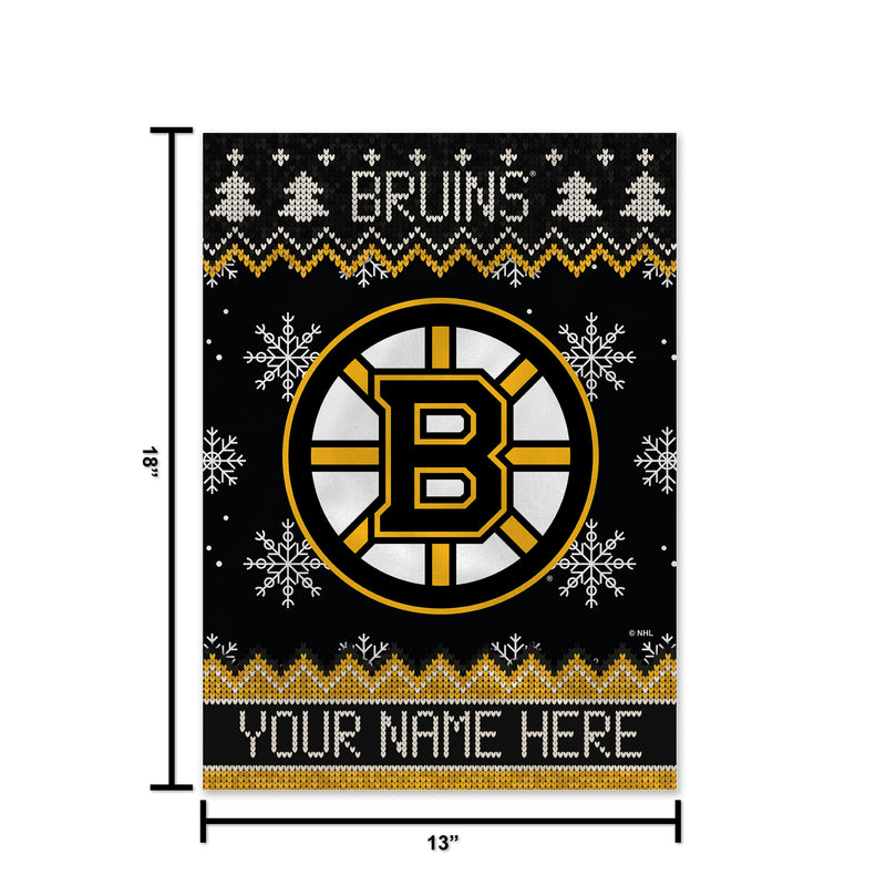 Bruins Winter Snowflake Personalized Garden Flag