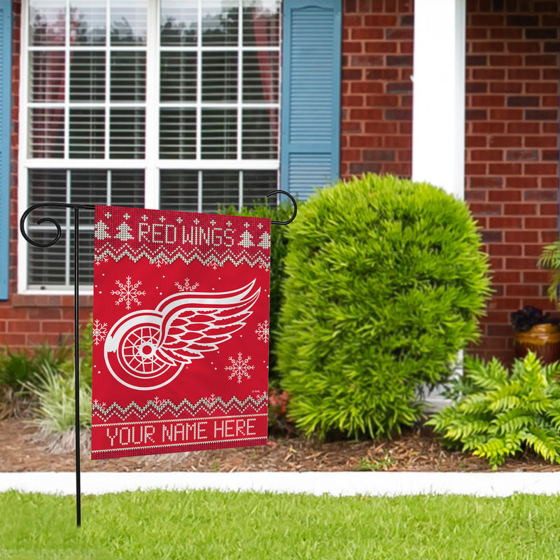 Red Wings Winter Snowflake Personalized Garden Flag