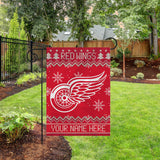Red Wings Winter Snowflake Personalized Garden Flag