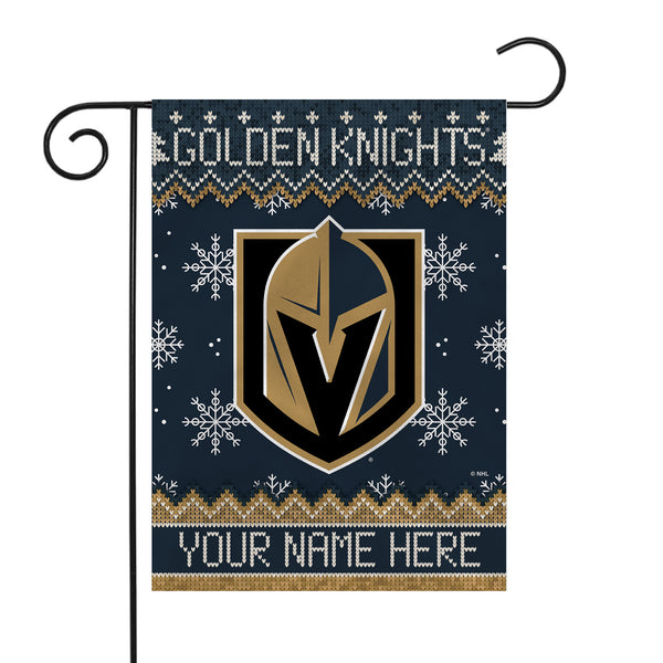 Golden Knights Winter Snowflake Personalized Garden Flag