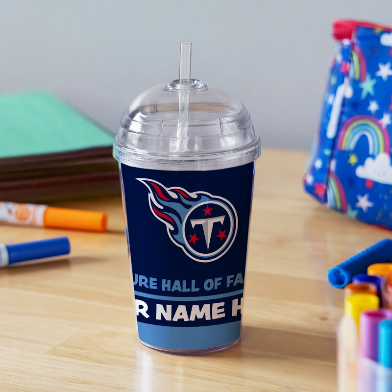 Titans Personalized 12 oz Youth Tumbler with Clear Swirly Straw