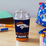 Broncos Personalized 12 Oz Youth Tumbler W/ Clear Swirly Straw