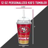 49ers Personalized 12 Oz Youth Tumbler W/ Clear Swirly Straw