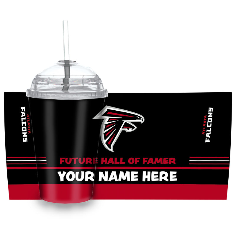 Falcons Personalized 12 Oz Youth Tumbler W/ Clear Swirly Straw