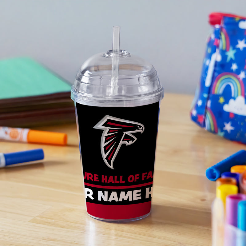 Falcons Personalized 12 Oz Youth Tumbler W/ Clear Swirly Straw