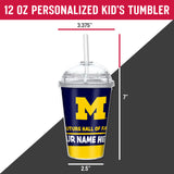 Michigan University Personalized 12 oz Youth Tumbler w/ Clear Swirly Straw