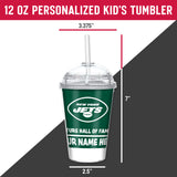 Jets Personalized 12 Oz Youth Tumbler W/ Clear Swirly Straw