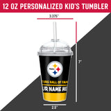 Steelers Personalized 12 Oz Youth Tumbler W/ Clear Swirly Straw