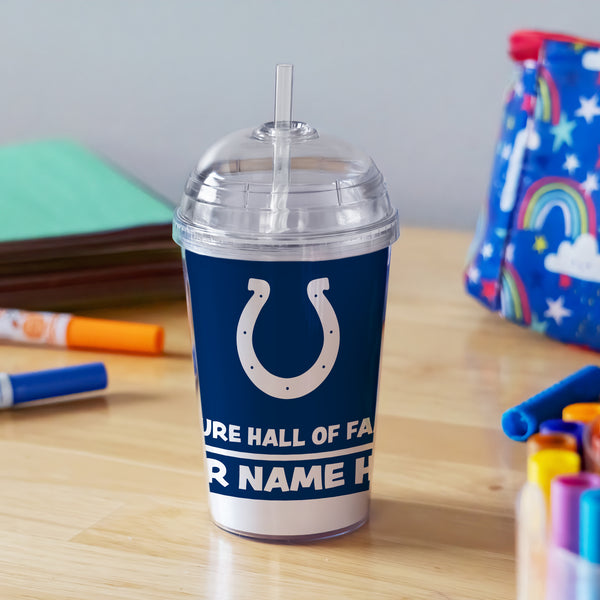 Colts Personalized 12 Oz Youth Tumbler W/ Clear Swirly Straw