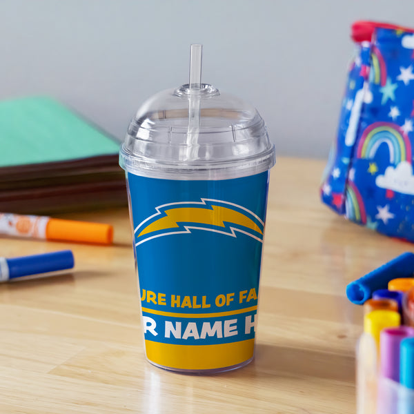 Chargers Personalized 12 Oz Youth Tumbler W/ Clear Swirly Straw