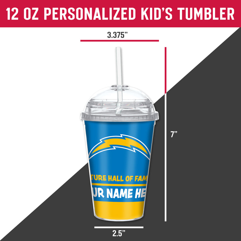 Chargers Personalized 12 Oz Youth Tumbler W/ Clear Swirly Straw