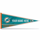 Dolphins Soft Felt 12" X 30" Personalized Pennant