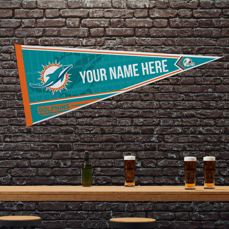 Dolphins Soft Felt 12" X 30" Personalized Pennant