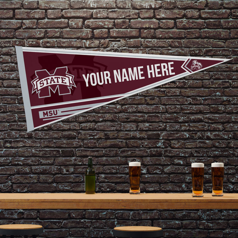 Mississippi State Soft Felt 12" X 30" Personalized Pennant