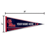 Mississippi University Soft Felt 12" X 30" Personalized Pennant