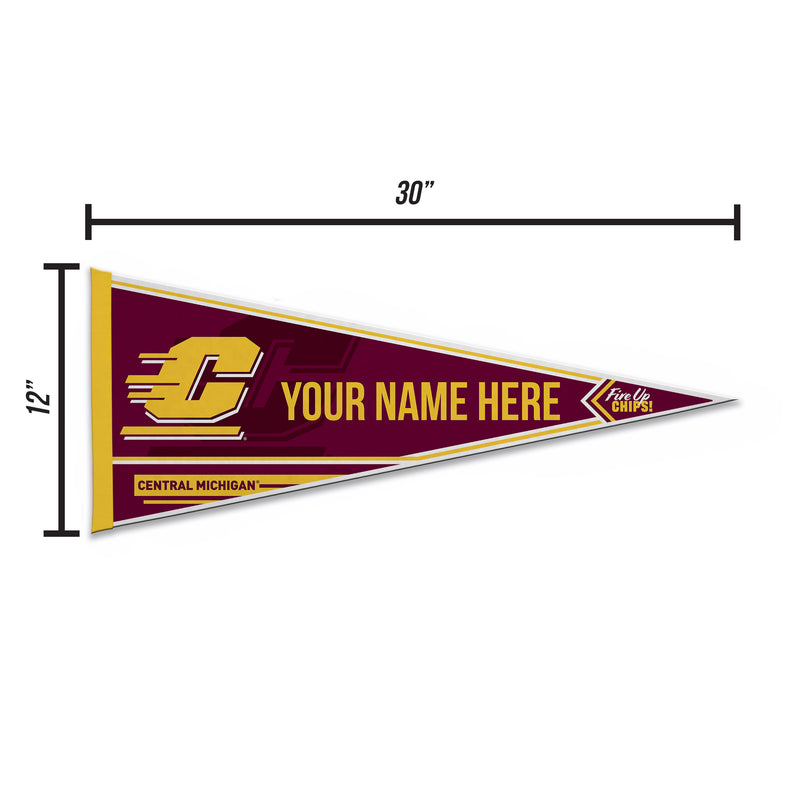 Central Michigan Soft Felt 12" X 30" Personalized Pennant