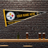 Steelers Soft Felt 12" X 30" Personalized Pennant