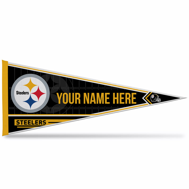 Steelers Soft Felt 12" X 30" Personalized Pennant