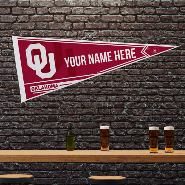 Oklahoma University Soft Felt 12" X 30" Personalized Pennant