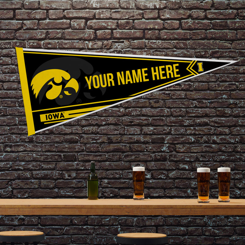 Iowa University Soft Felt 12" X 30" Personalized Pennant