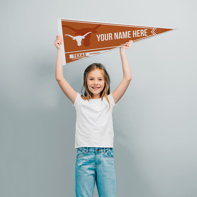 Texas University Soft Felt 12" X 30" Personalized Pennant