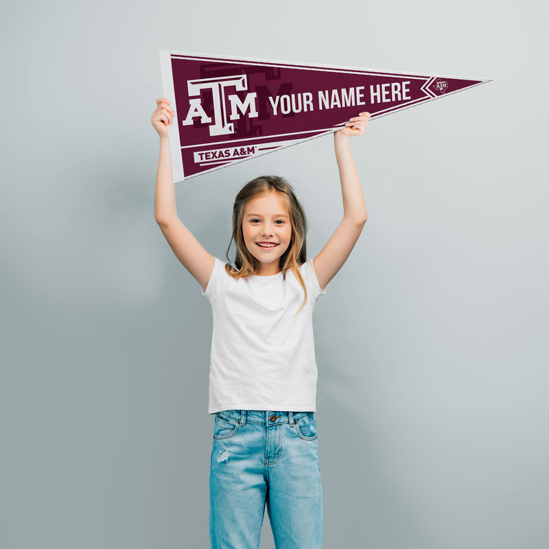 Texas A&M Soft Felt 12" X 30" Personalized Pennant