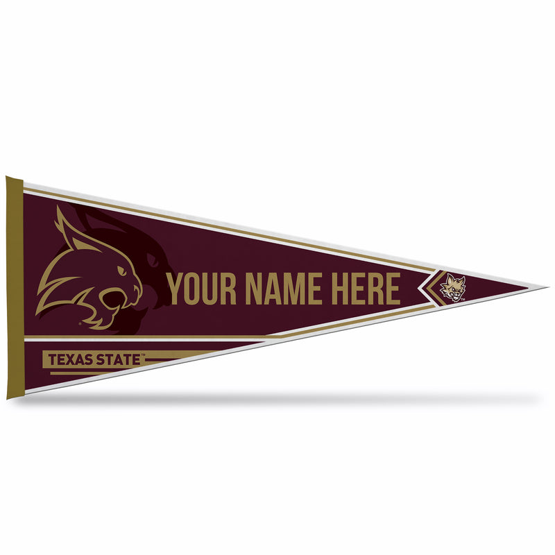 Texas State Soft Felt 12" X 30" Personalized Pennant