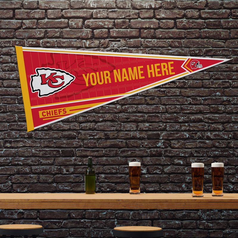 Chiefs Soft Felt 12" X 30" Personalized Pennant