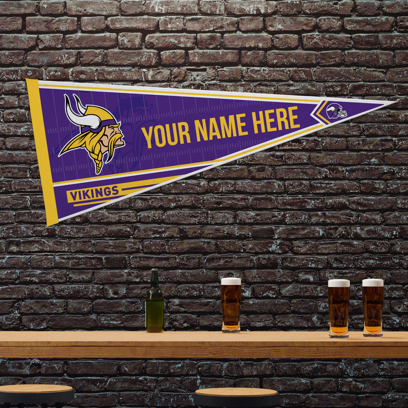 Vikings Soft Felt 12" X 30" Personalized Pennant