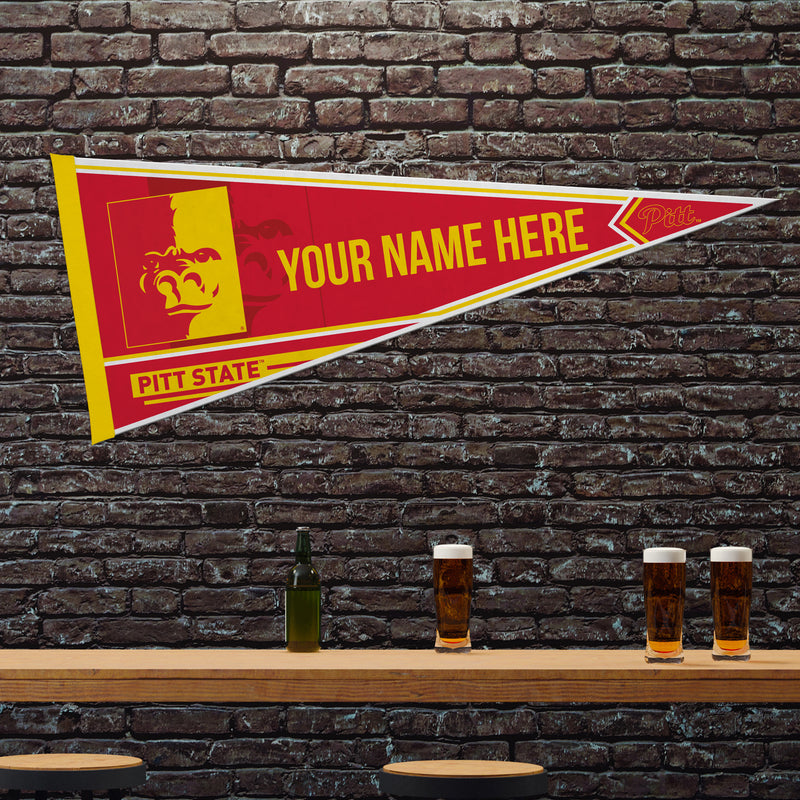 Pittsburg State Soft Felt 12" X 30" Personalized Pennant