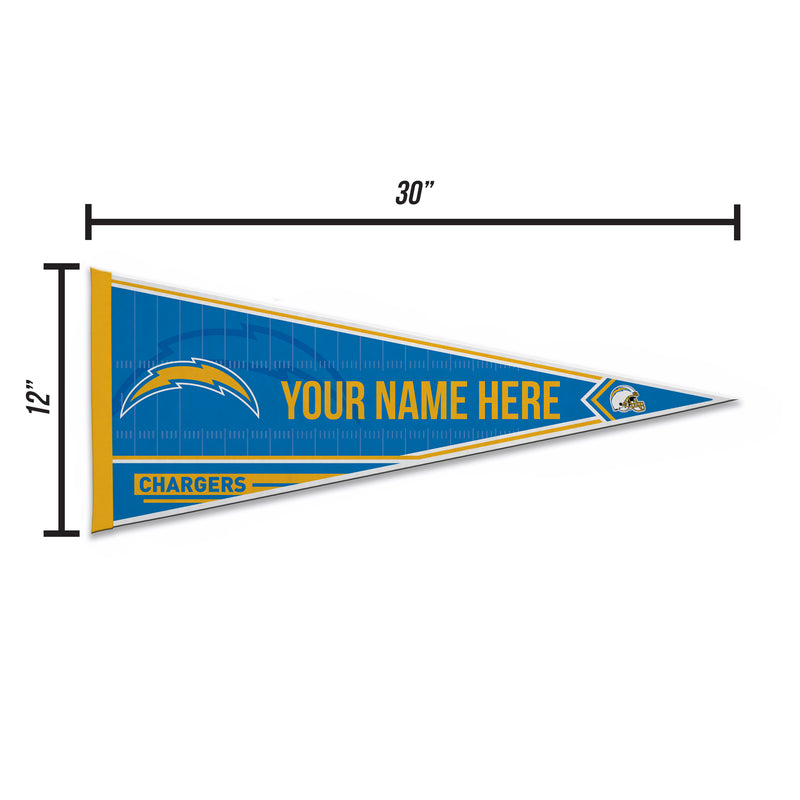 Chargers Soft Felt 12" X 30" Personalized Pennant
