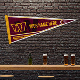 Washington Commanders Soft Felt 12" X 30" Personalized Pennant