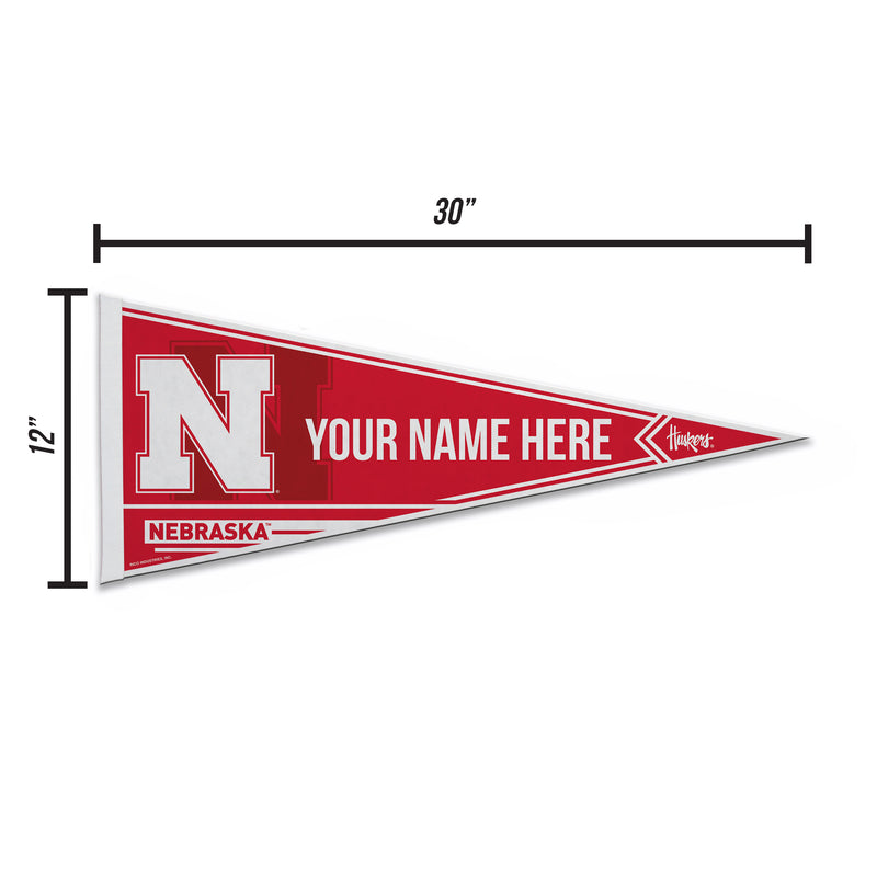 Nebraska University Soft Felt 12" X 30" Personalized Pennant