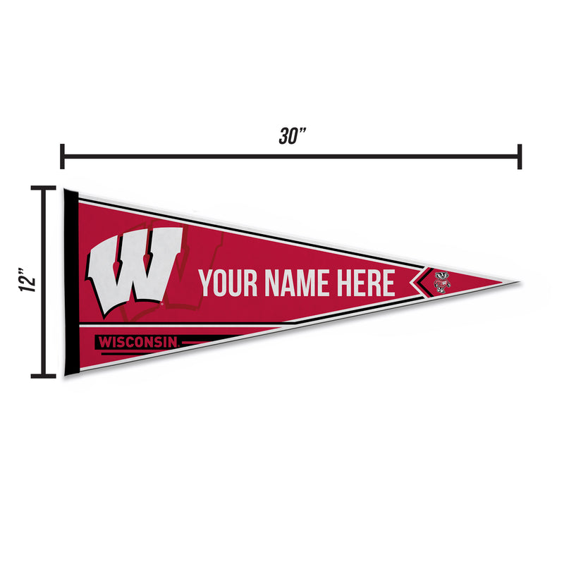 Wisconsin University Soft Felt 12" X 30" Personalized Pennant