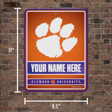 Clemson Personalized Metal Parking Sign