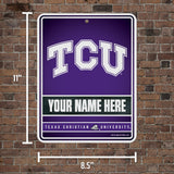 Tcu Personalized Metal Parking Sign