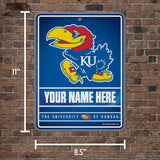 Kansas University Personalized Metal Parking Sign